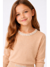 Dievčenský úpletový sveter so štrasom