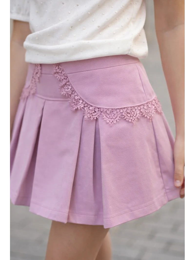 Dievčenské sukňokraťasy s čipkou 2 farby