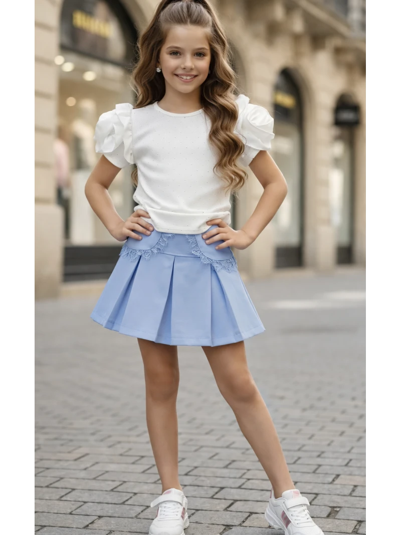 Dievčenské sukňokraťasy s čipkou 2 farby