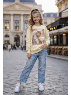 Dievčenská mikina s potlačou a zirkónmi
