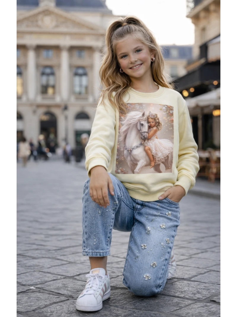 Dievčenská mikina s potlačou a zirkónmi