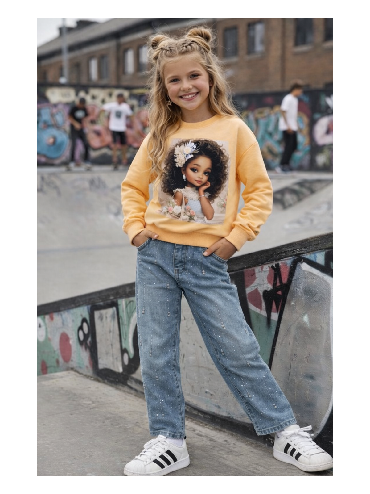 Dievčenská mikina s potlačou a zirkónmi