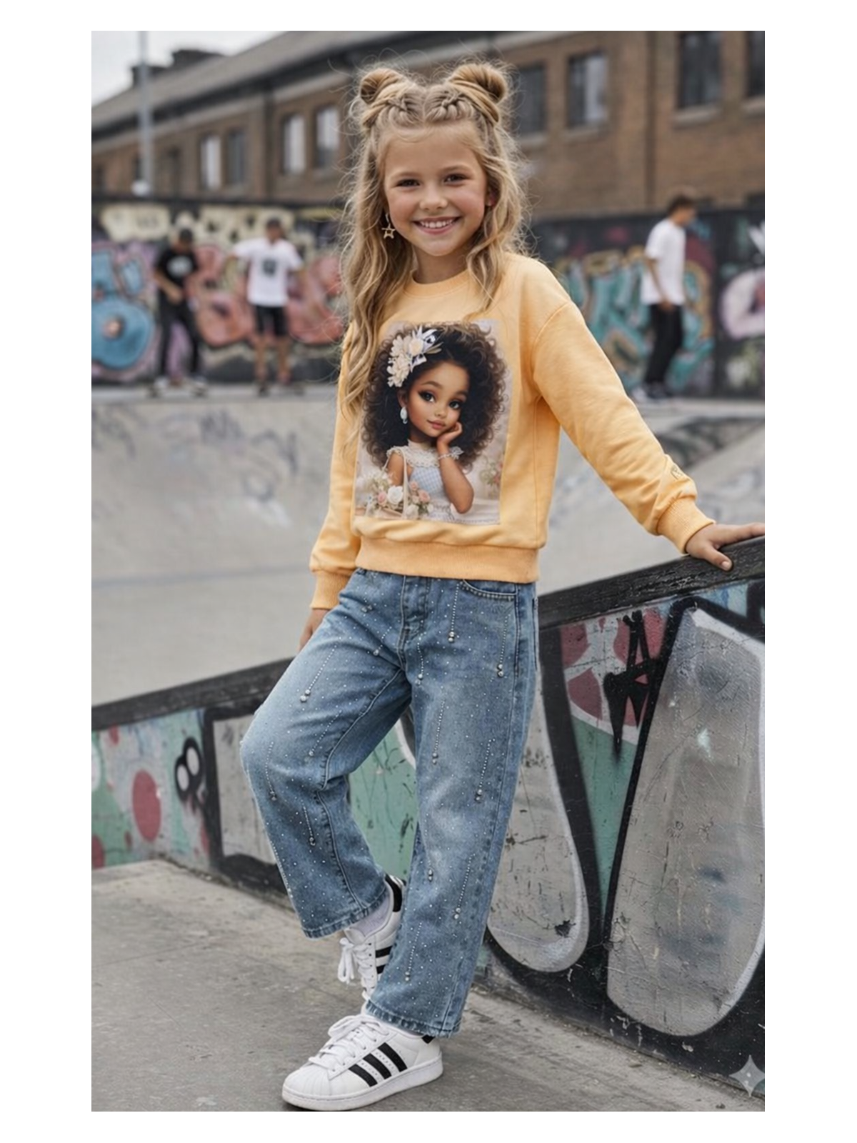 Dievčenská mikina s potlačou a zirkónmi