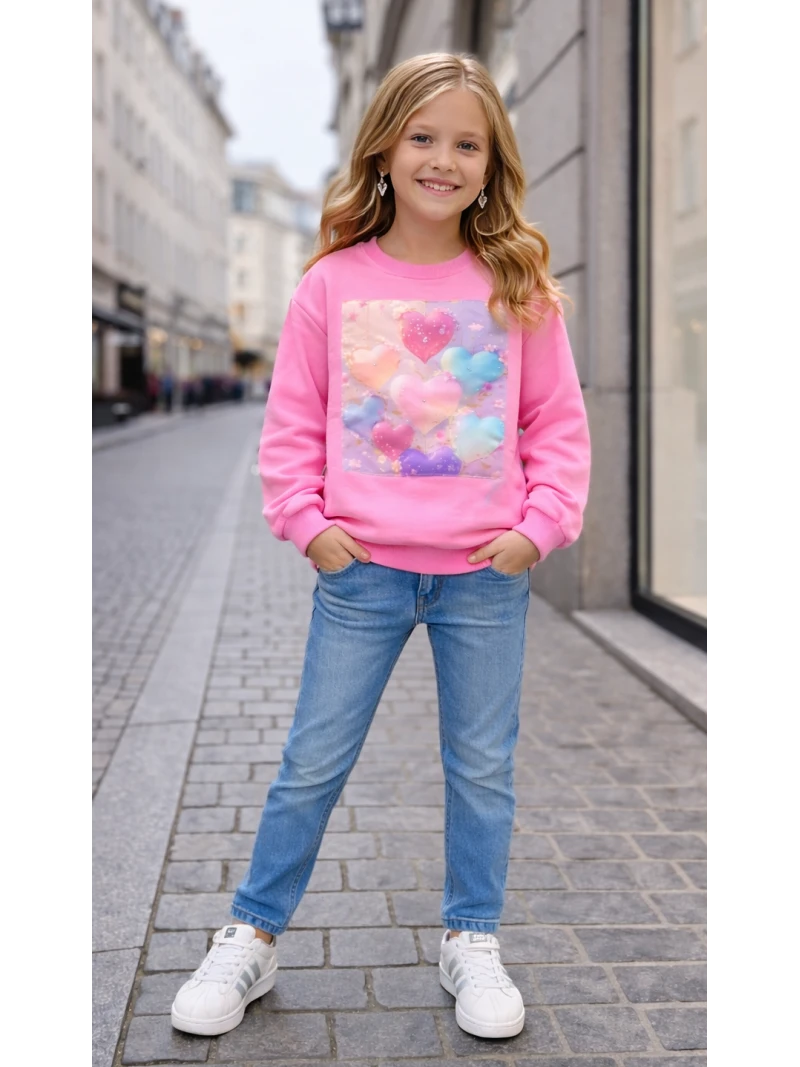 Dievčenská mikina s potlačou a zirkónmi