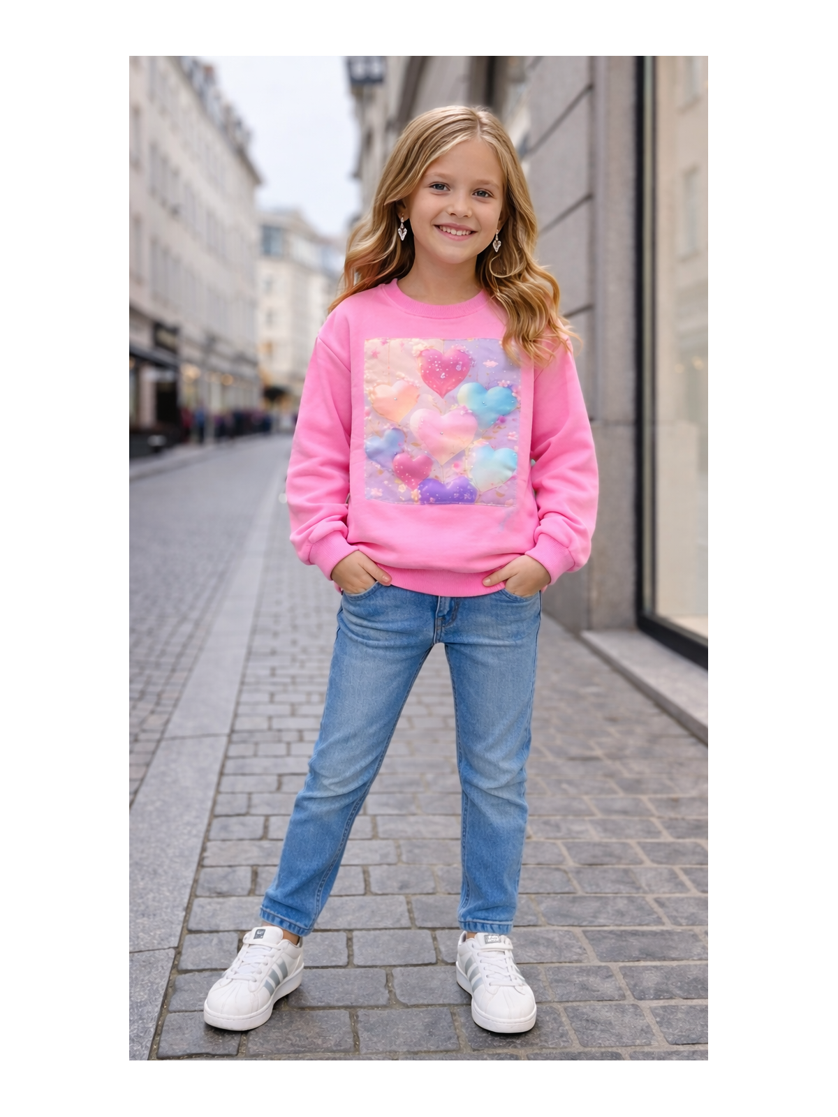 Dievčenská mikina s potlačou a zirkónmi