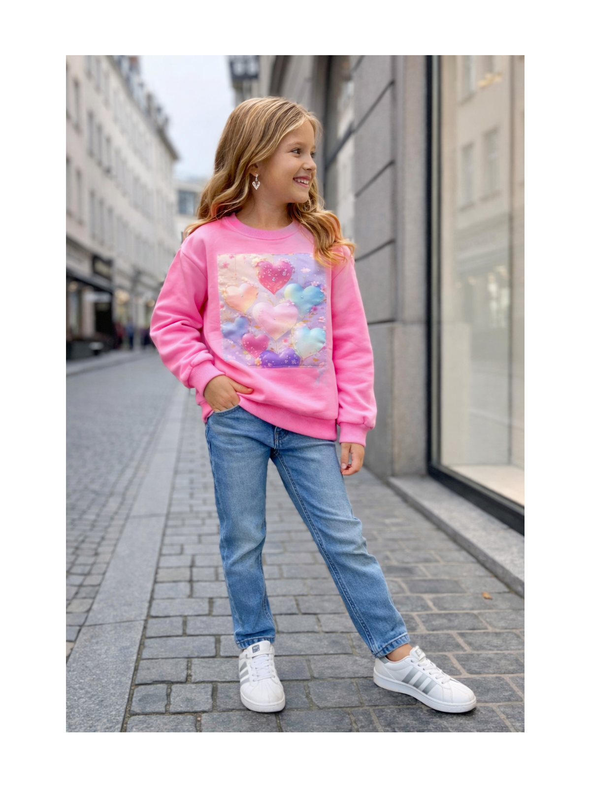 Dievčenská mikina s potlačou a zirkónmi