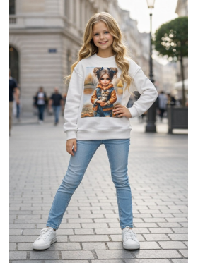 Dievčenská mikina s potlačou a zirkónmi