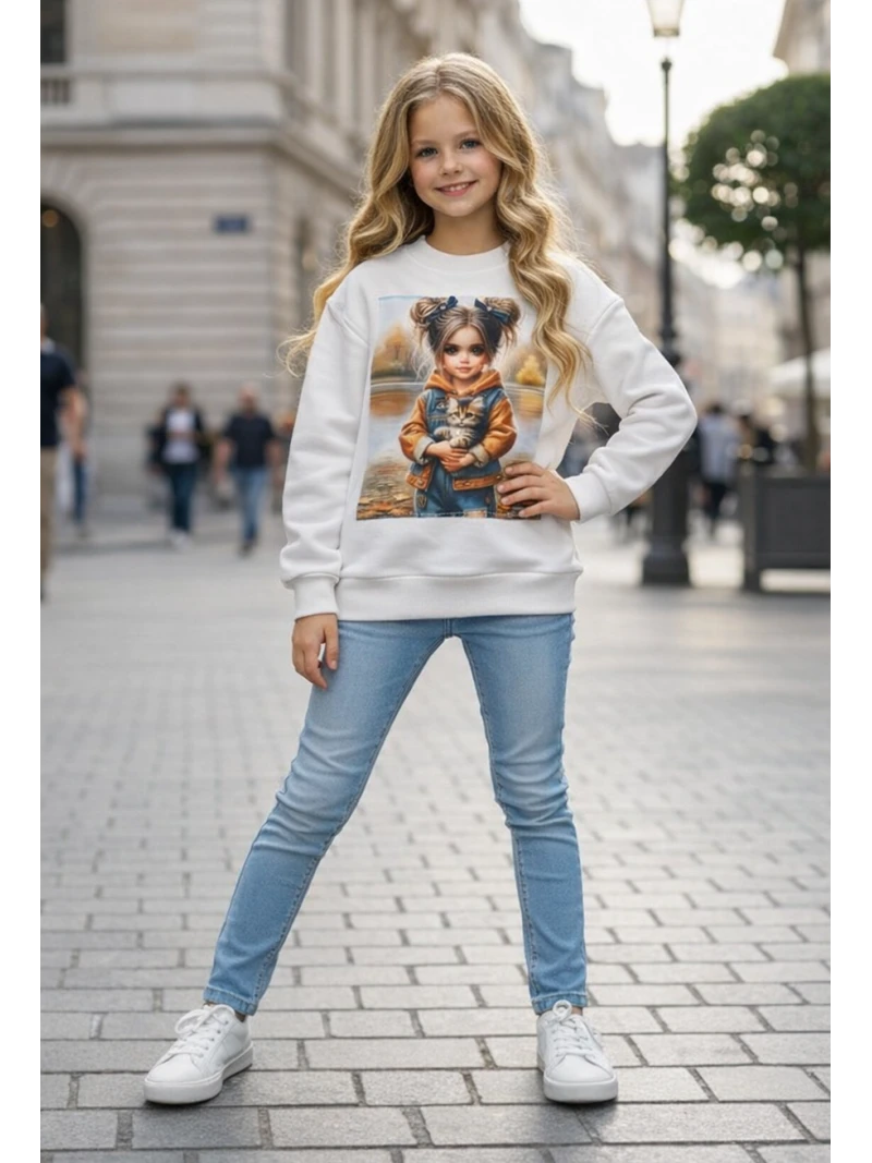 Dievčenská mikina s potlačou a zirkónmi