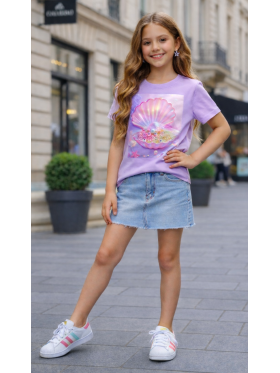 Dievčenské tričko s potlačou a zirkónmi