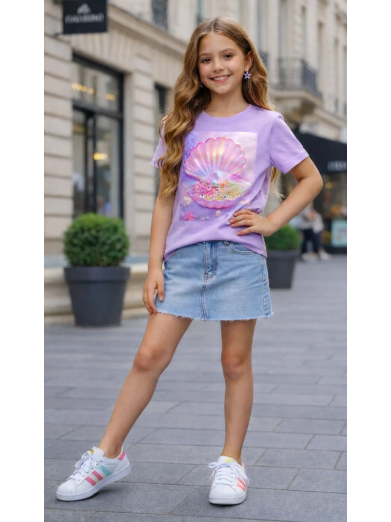 Dievčenské tričko s potlačou a zirkónmi