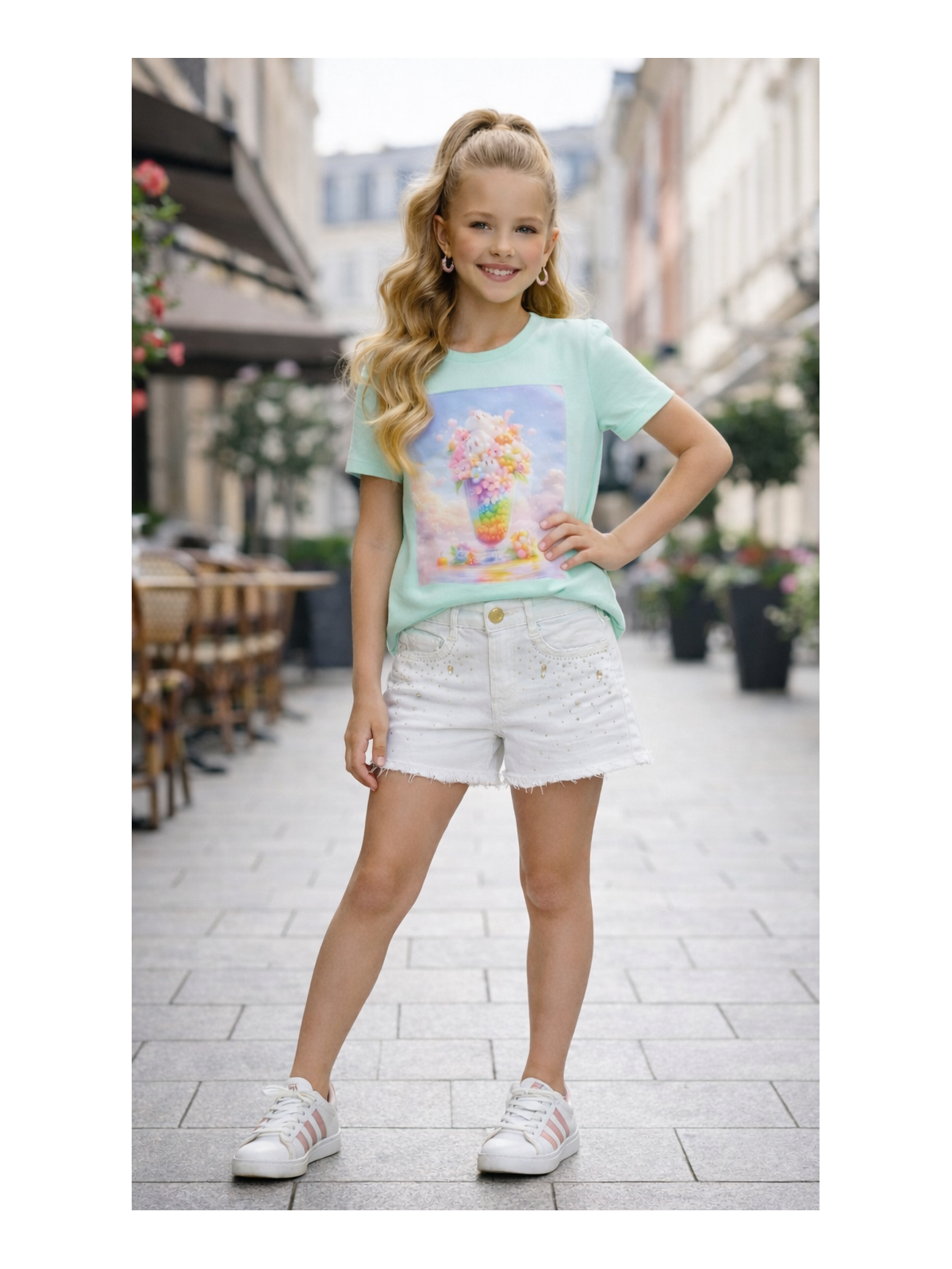 Dievčenské tričko s potlačou a zirkónmi