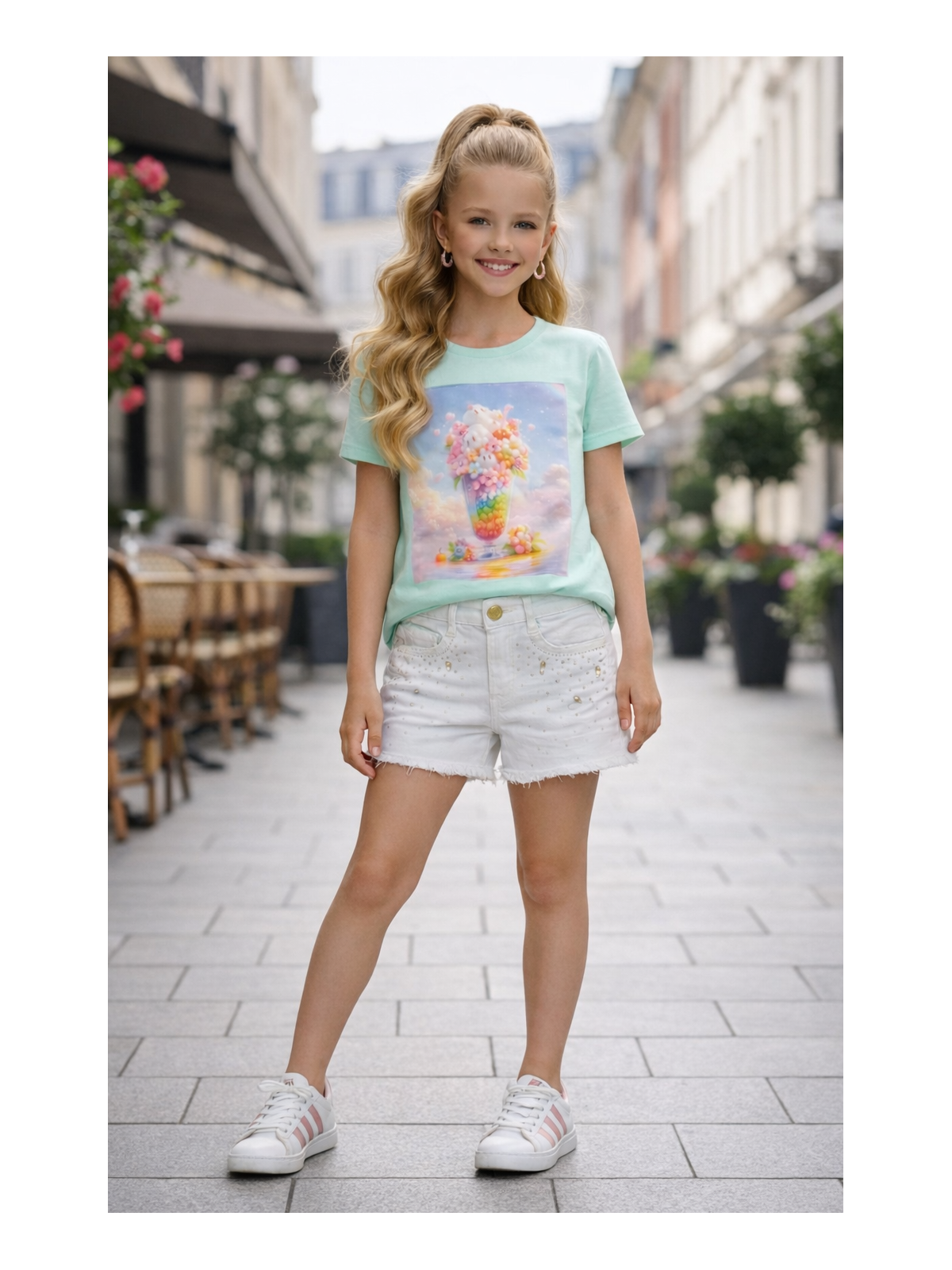 Dievčenské tričko s potlačou a zirkónmi