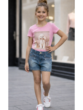 Dievčenské tričko s potlačou a zirkónmi