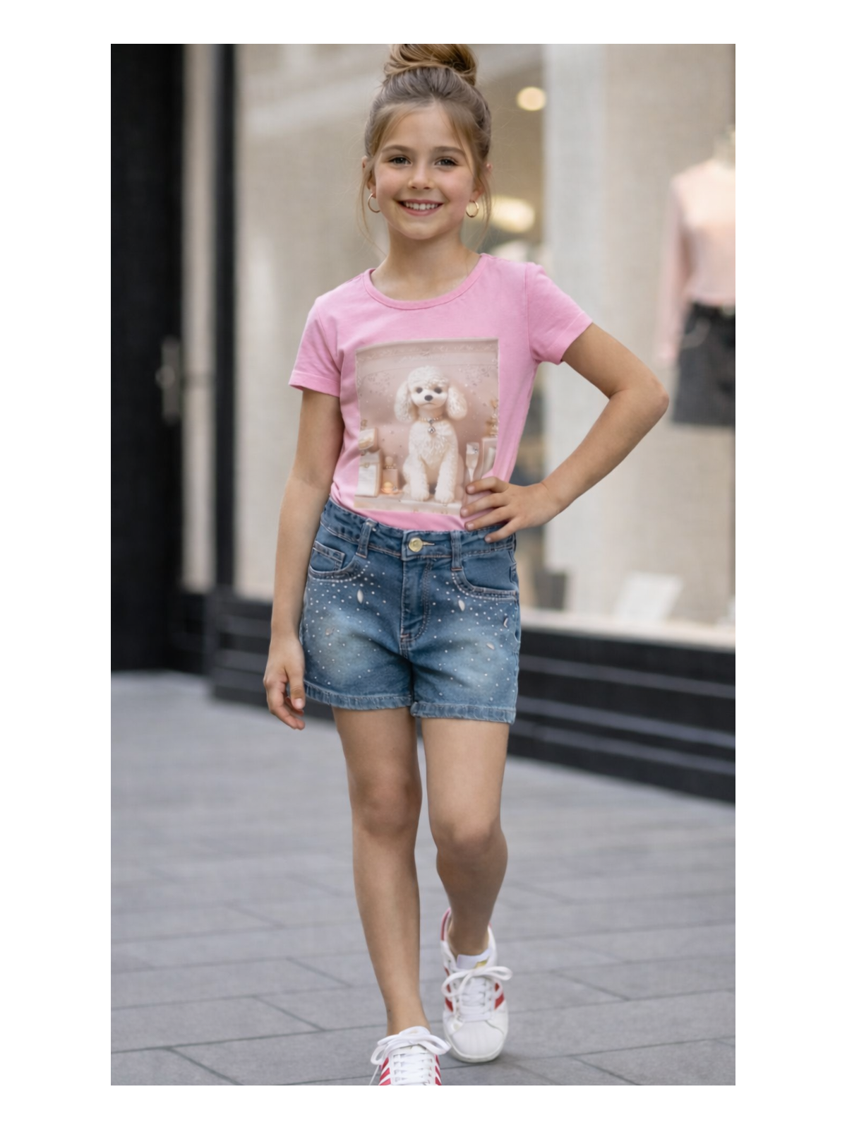 Dievčenské tričko s potlačou a zirkónmi