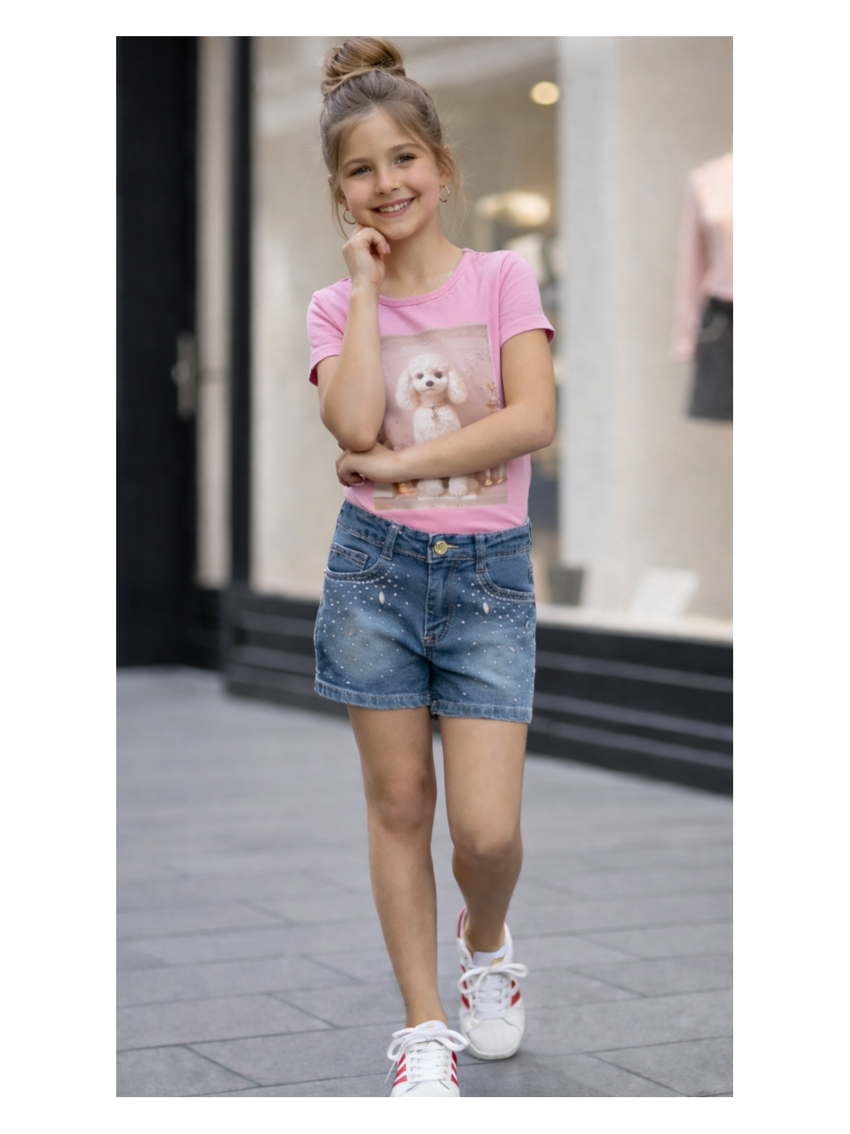 Dievčenské tričko s potlačou a zirkónmi