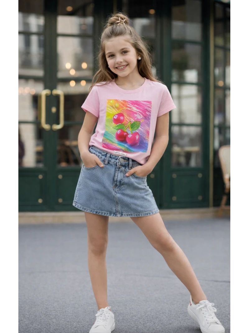 Dievčenské tričko s potlačou a zirkónmi