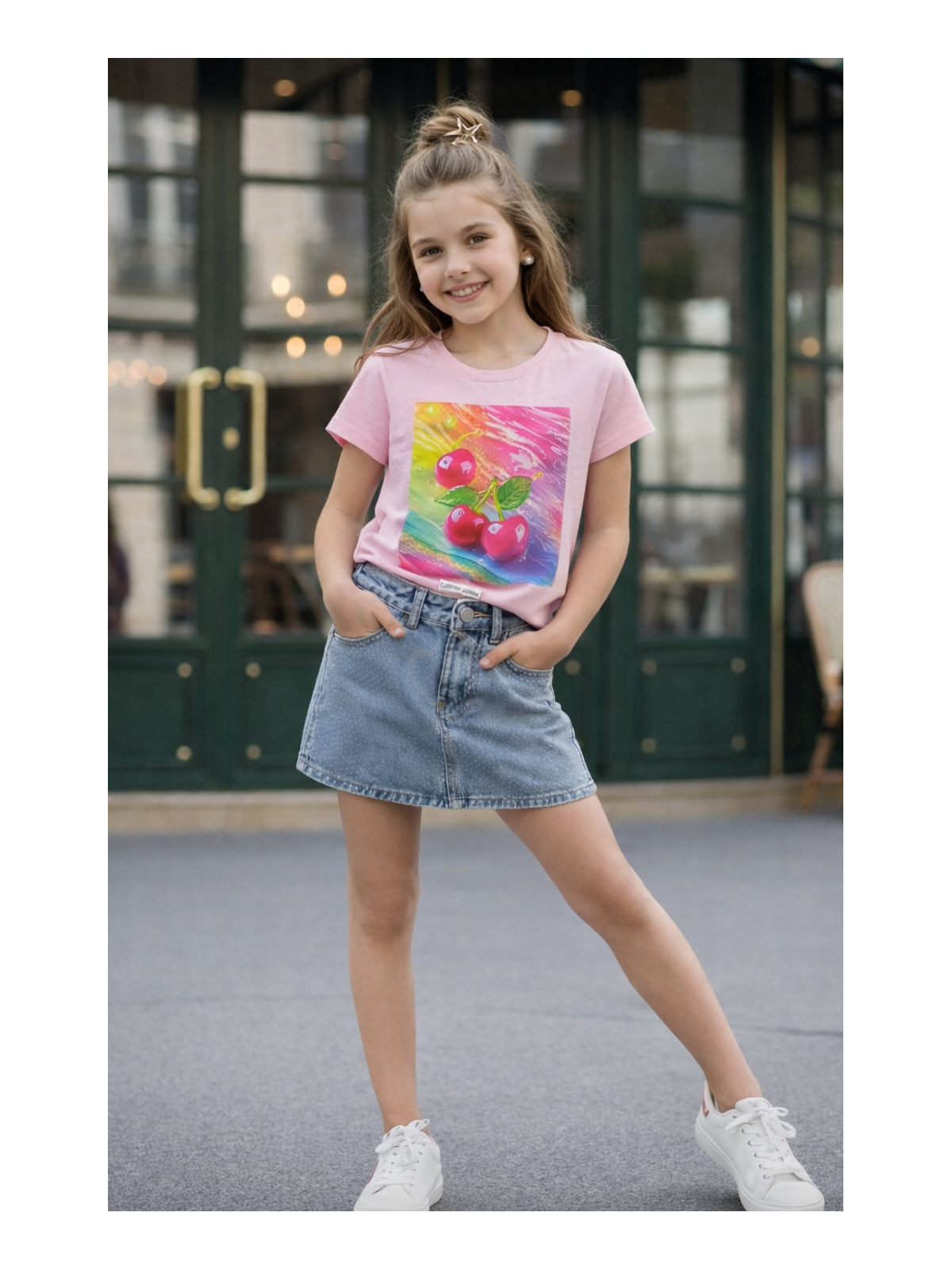 Dievčenské tričko s potlačou a zirkónmi