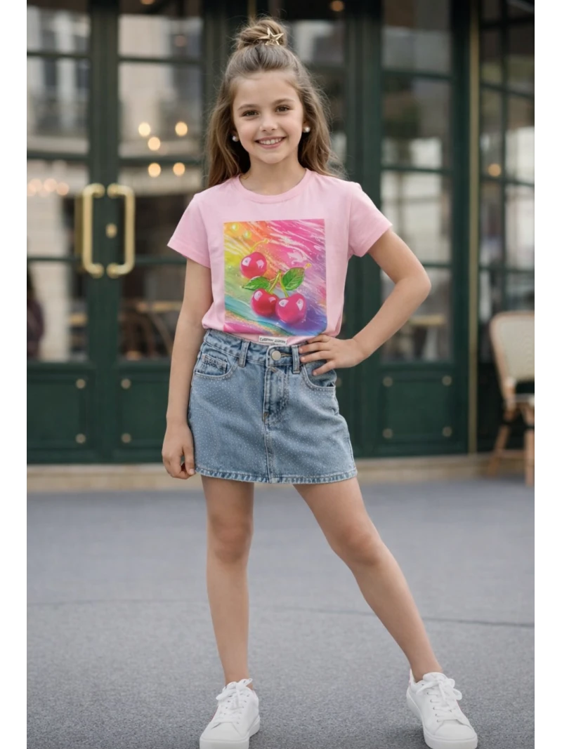 Dievčenské tričko s potlačou a zirkónmi