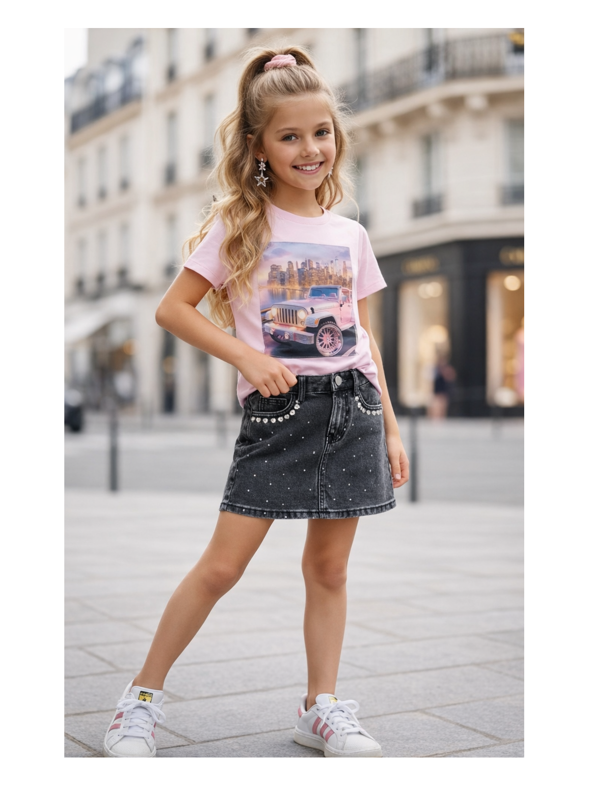 Dievčenské tričko s potlačou a zirkónmi