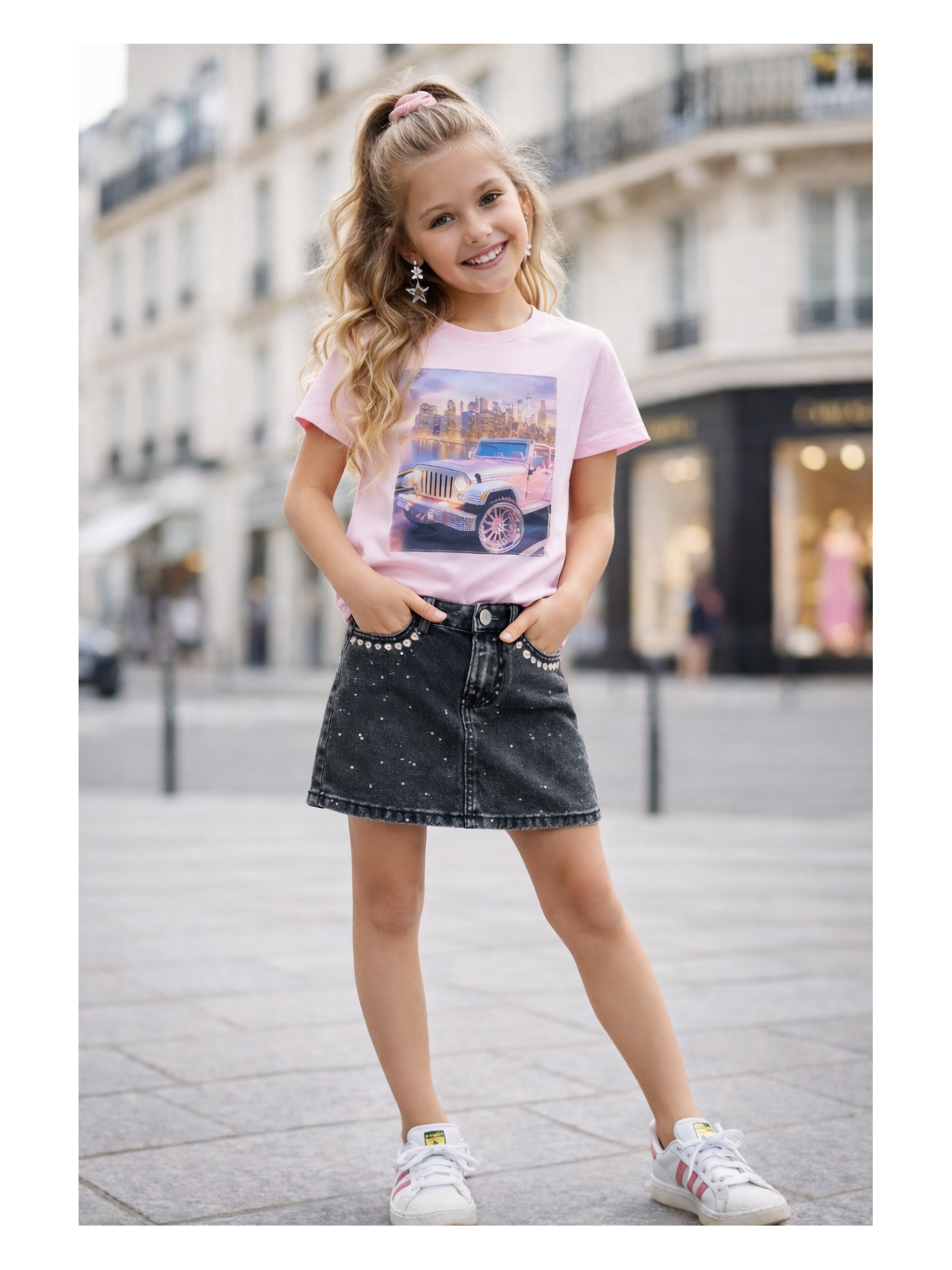 Dievčenské tričko s potlačou a zirkónmi
