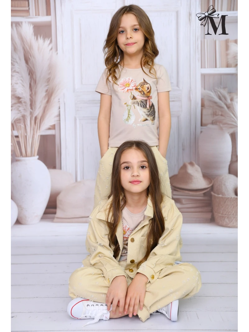 Dievčenské tričko s potlačou a zirkónmi Malami