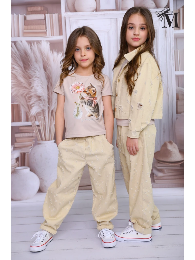 Dievčenské tričko s potlačou a zirkónmi Malami