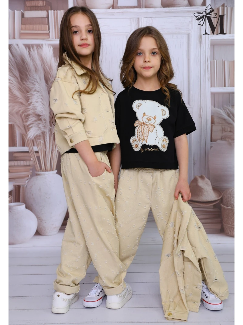 Dievčenské tričko s potlačou a zirkónmi Malami