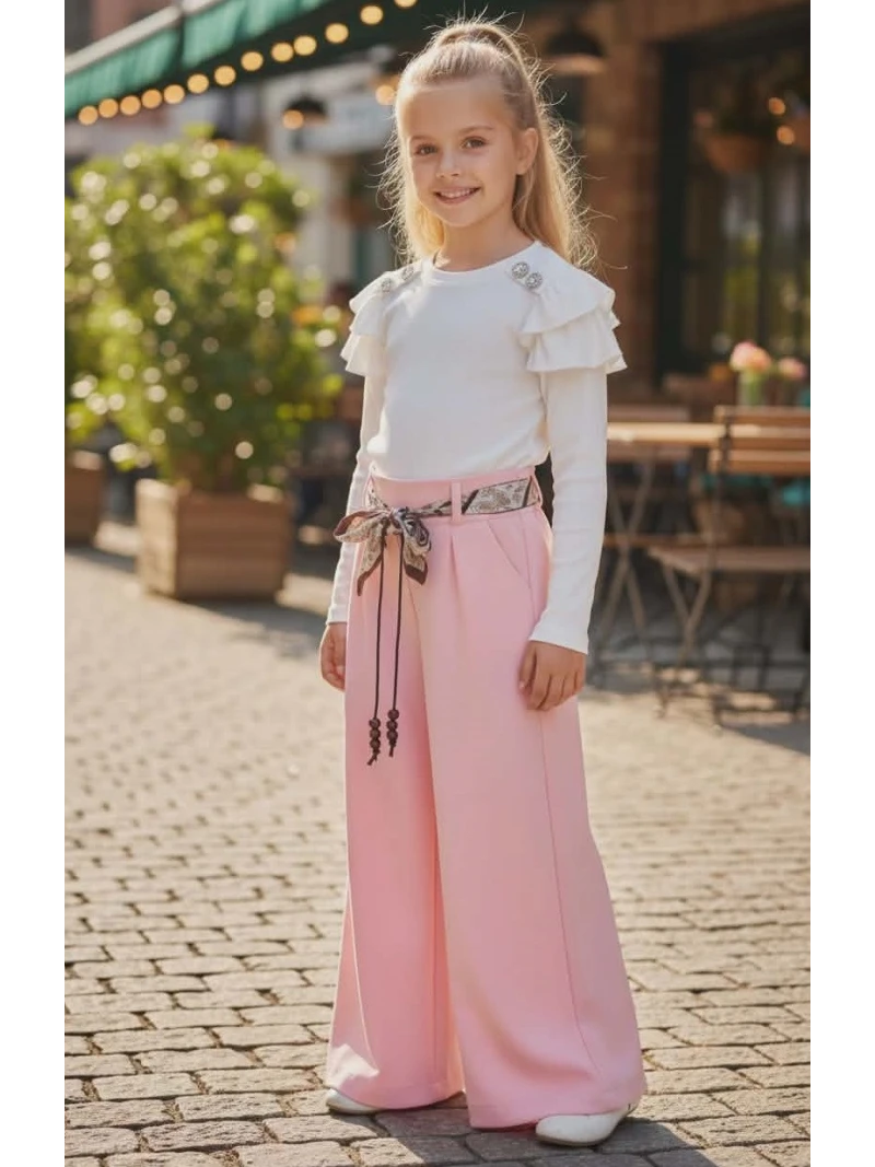 Dievčenské nohavice s opaskom