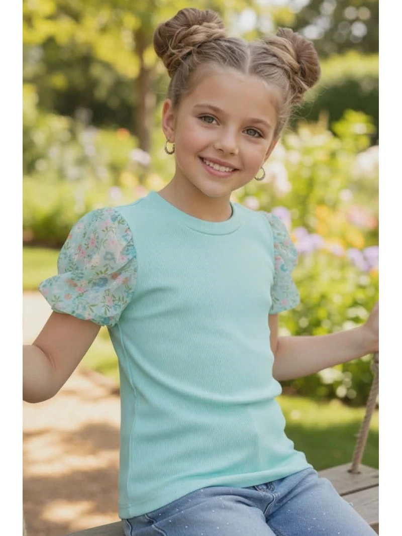 Dievčenské letné tričko s balónovými rukávmi