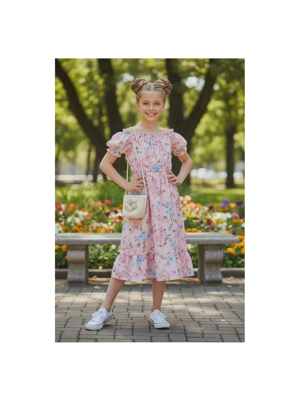 Dievčenské letné šaty s kabelkou