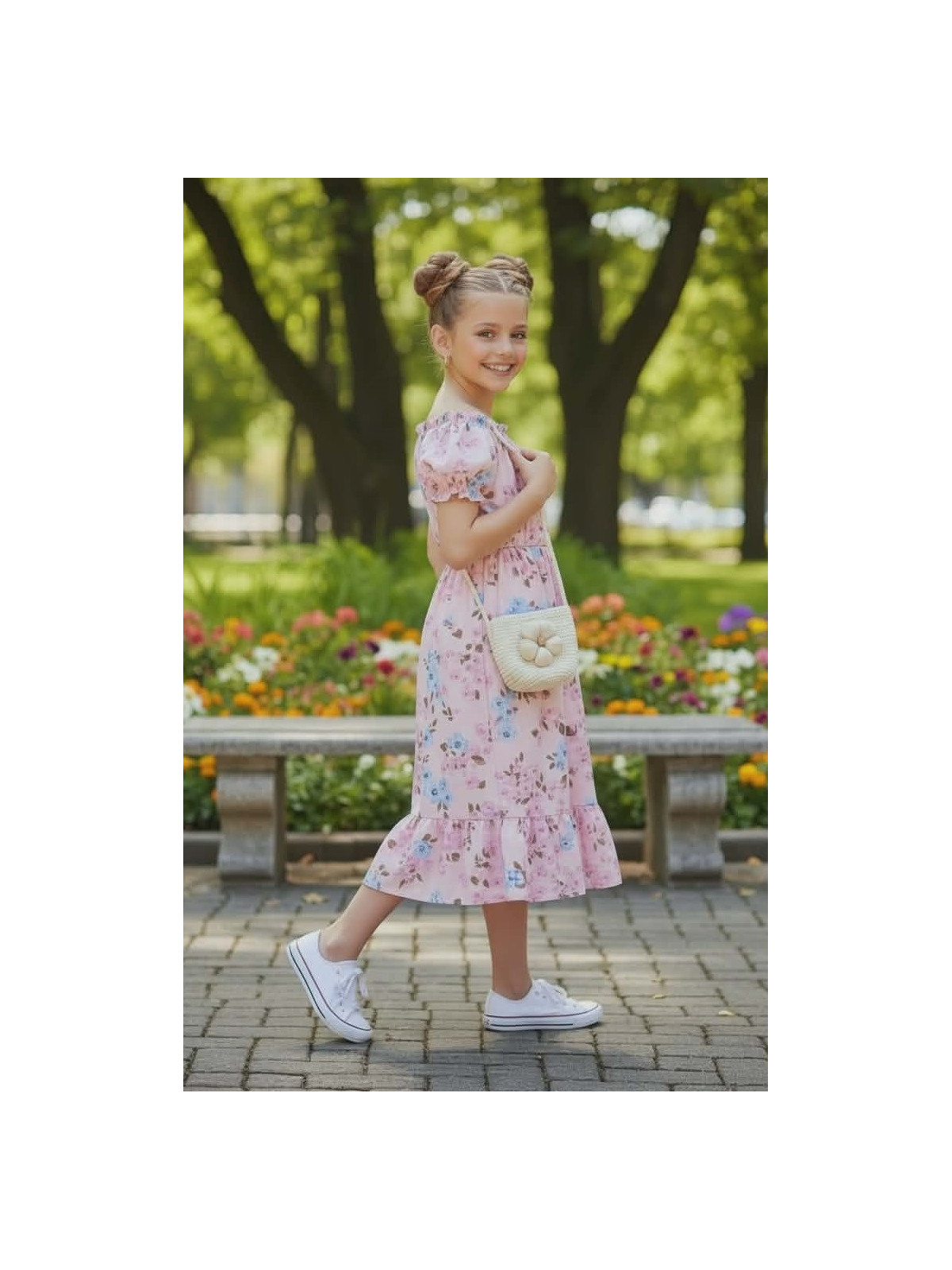 Dievčenské letné šaty s kabelkou