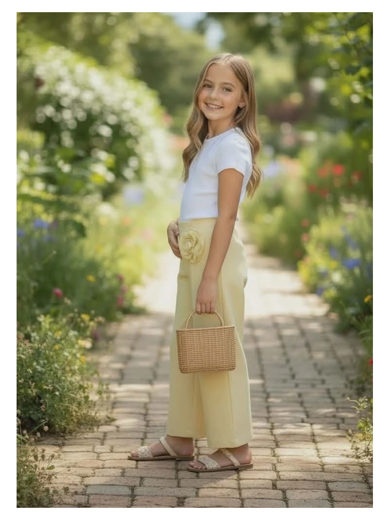 Dievčenské nohavice s kvetom