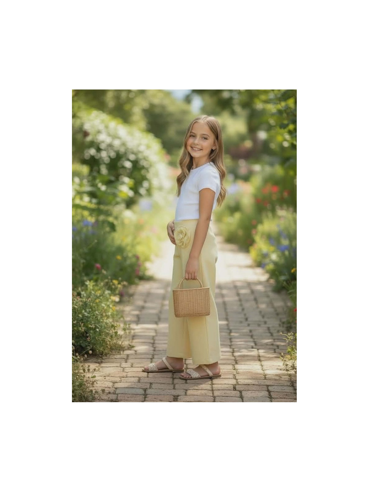 Dievčenské nohavice s kvetom