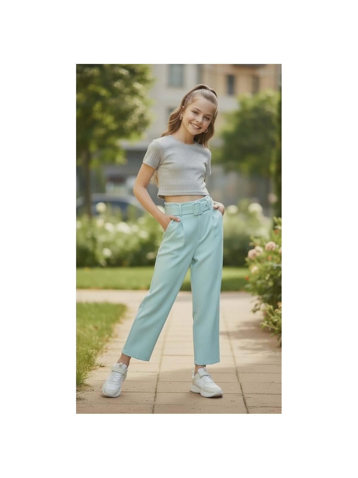 Dievčenské nohavice s brošňou 2 farby