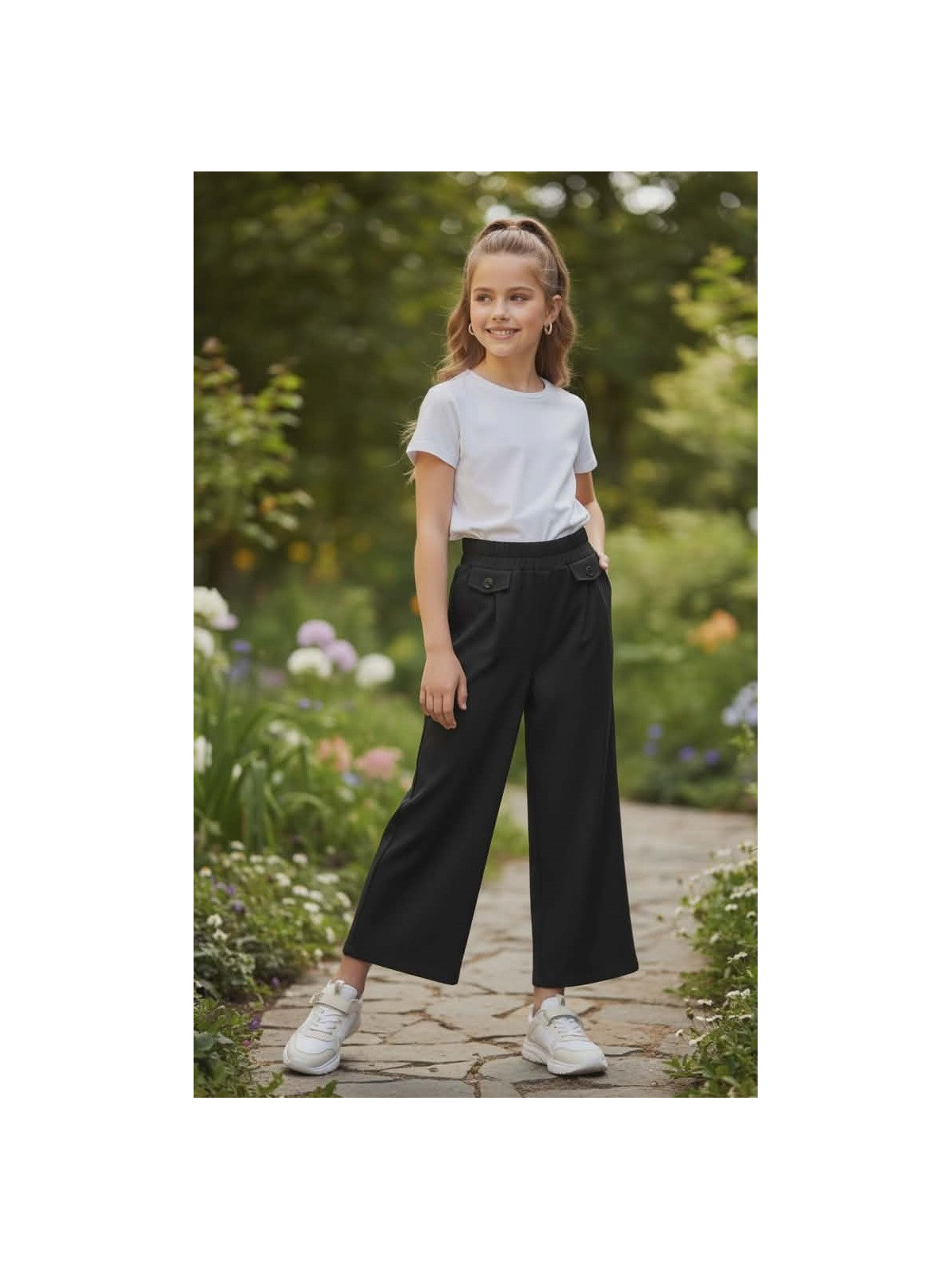 Dievčenské nohavice s gombíkmi