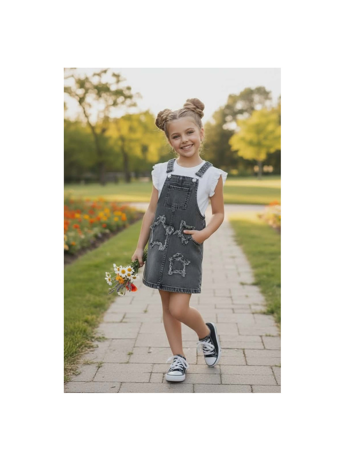 Dievčenská rifľová sukňa s tričkom