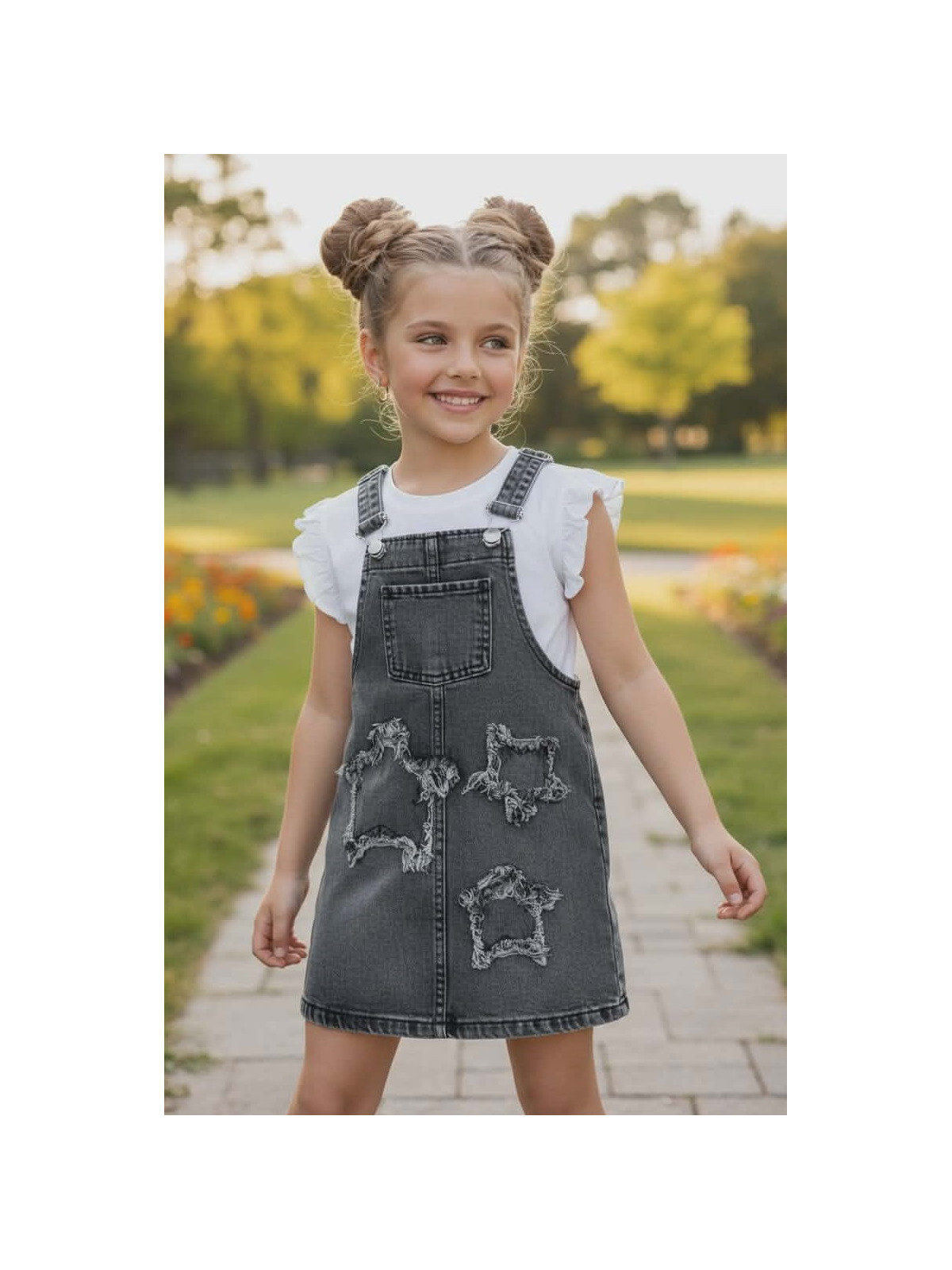 Dievčenská rifľová sukňa s tričkom