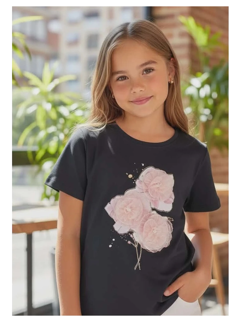 Dievčenské tričko s potlačou a zirkónmi