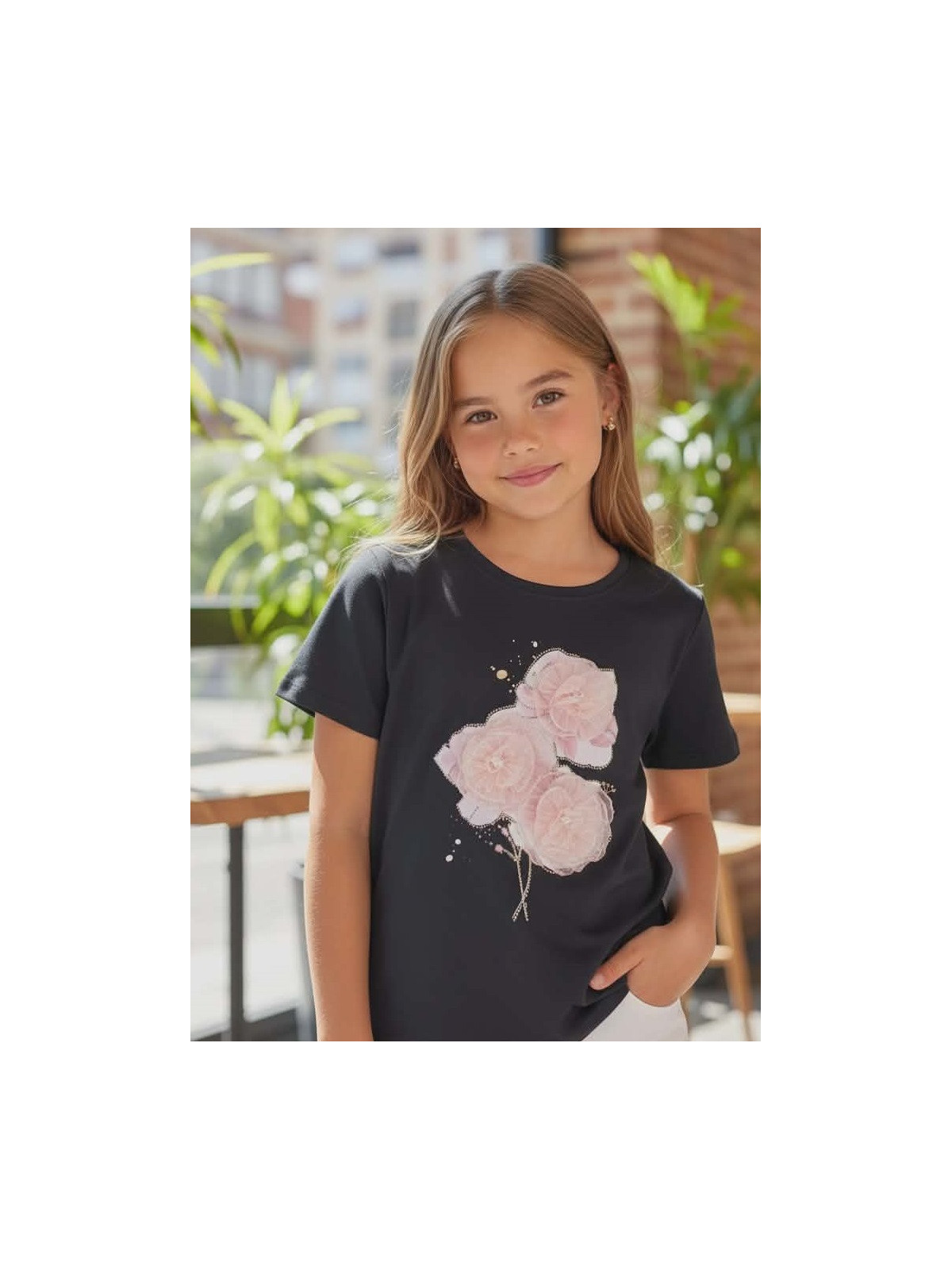 Dievčenské tričko s potlačou a zirkónmi