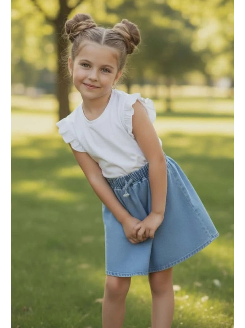 Dievčenské rifľové sukňokraťasy