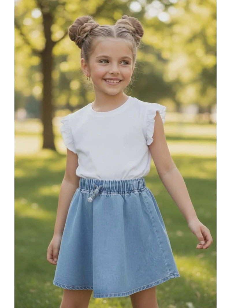 Dievčenské rifľové sukňokraťasy