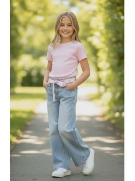 Dievčenské široké rifle s opaskom