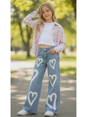 Dievčenské široké rifle s s kamienkami