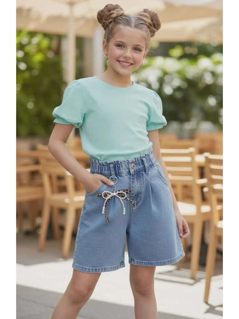 Dievčenské rifľové kraťasy s príveskom