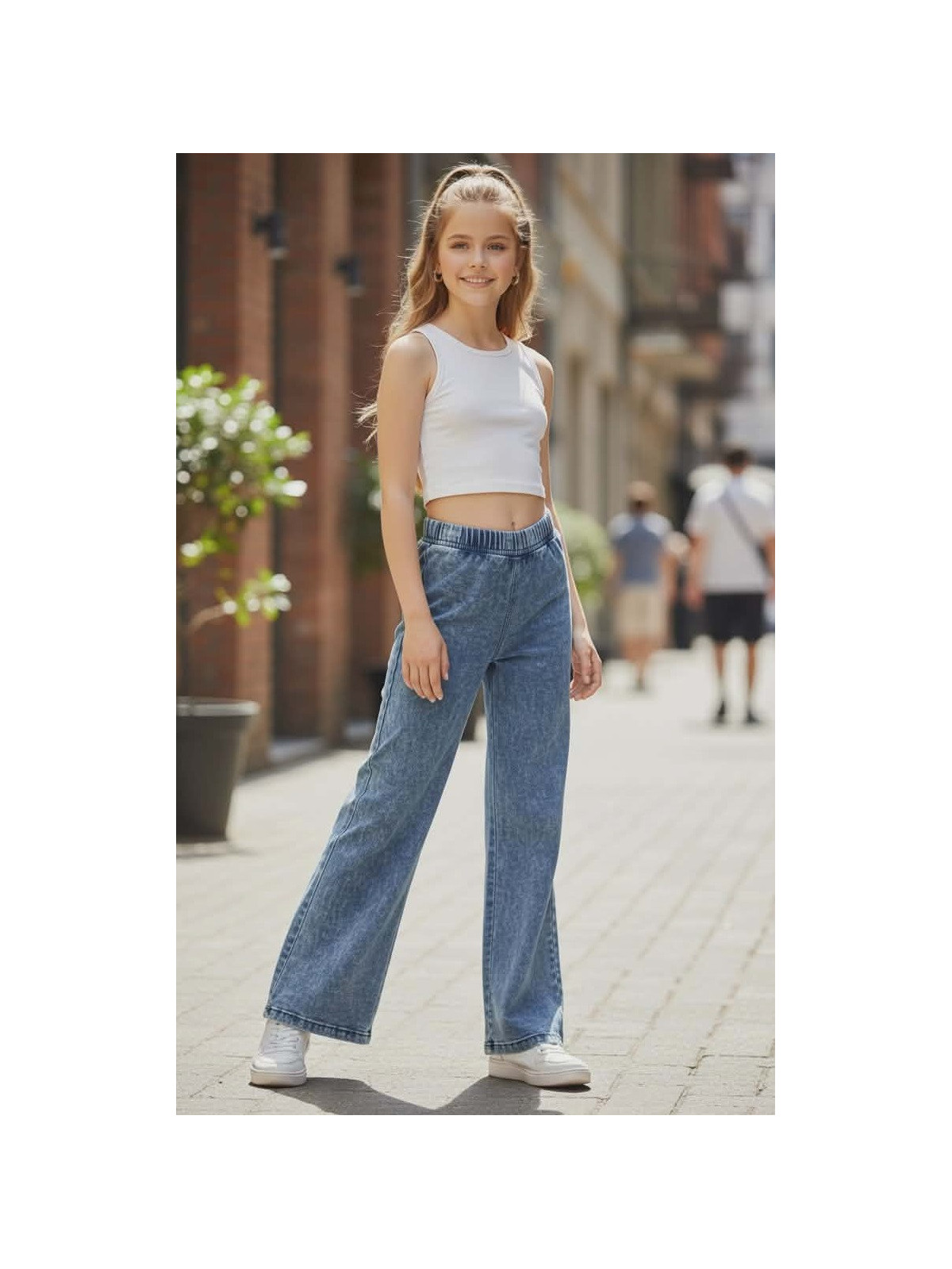 Dievčenské nohavice rifľového vzhľadu