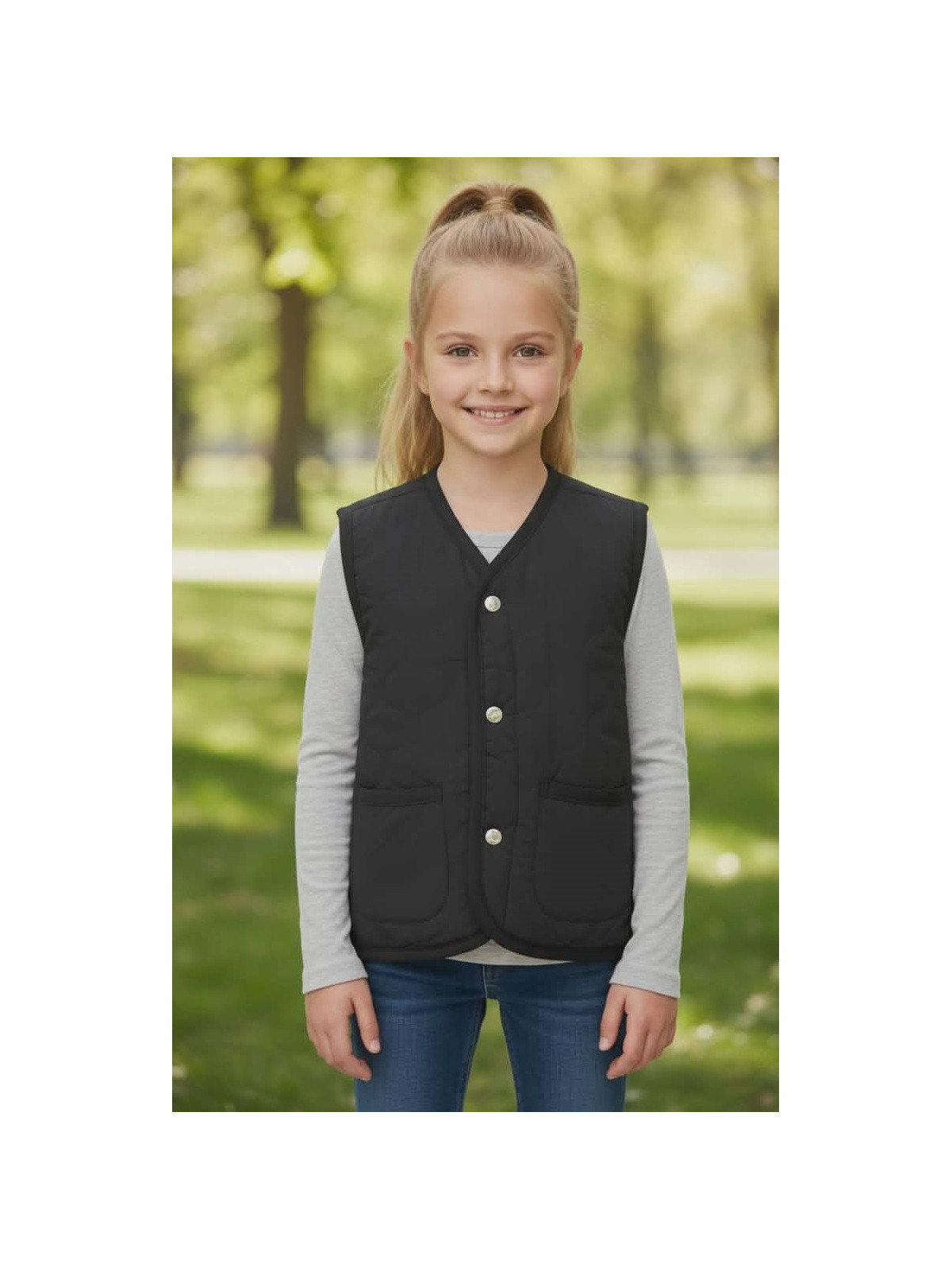 Prechodná dievčenská vesta- obojstranná