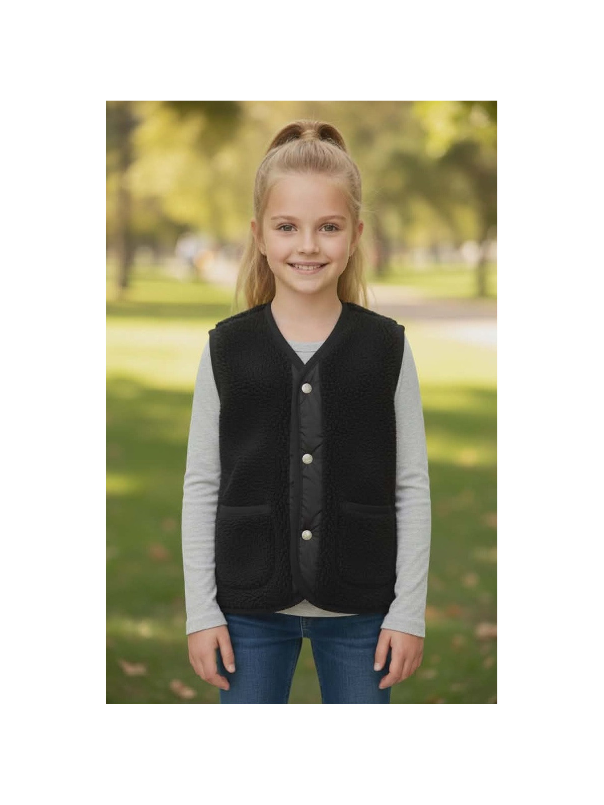 Prechodná dievčenská vesta- obojstranná