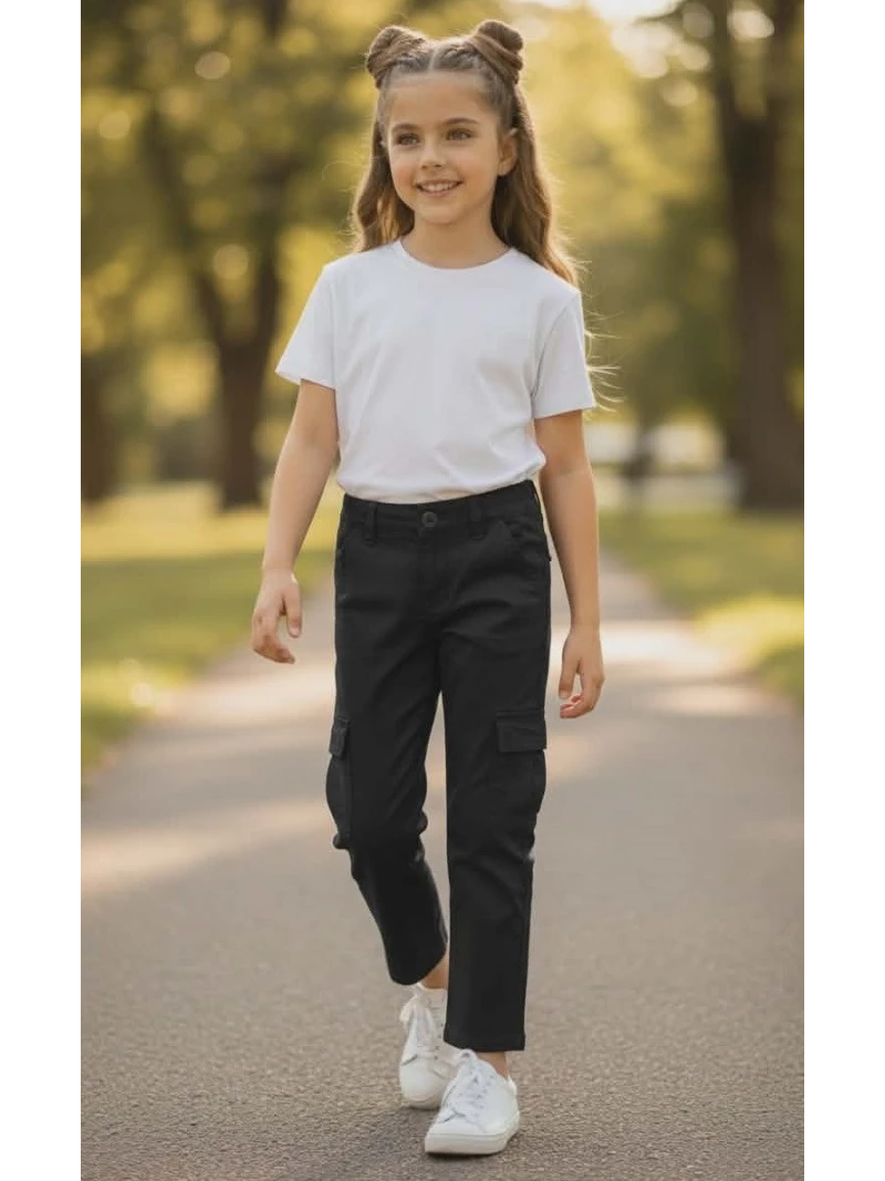 Dievčenské rifľové nohavice kapsáčové