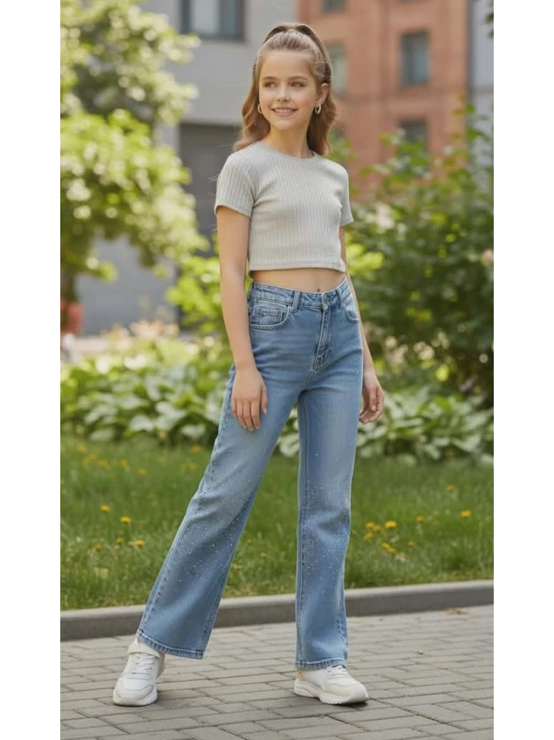 Dievčenské rifle zdobené zirkónmi