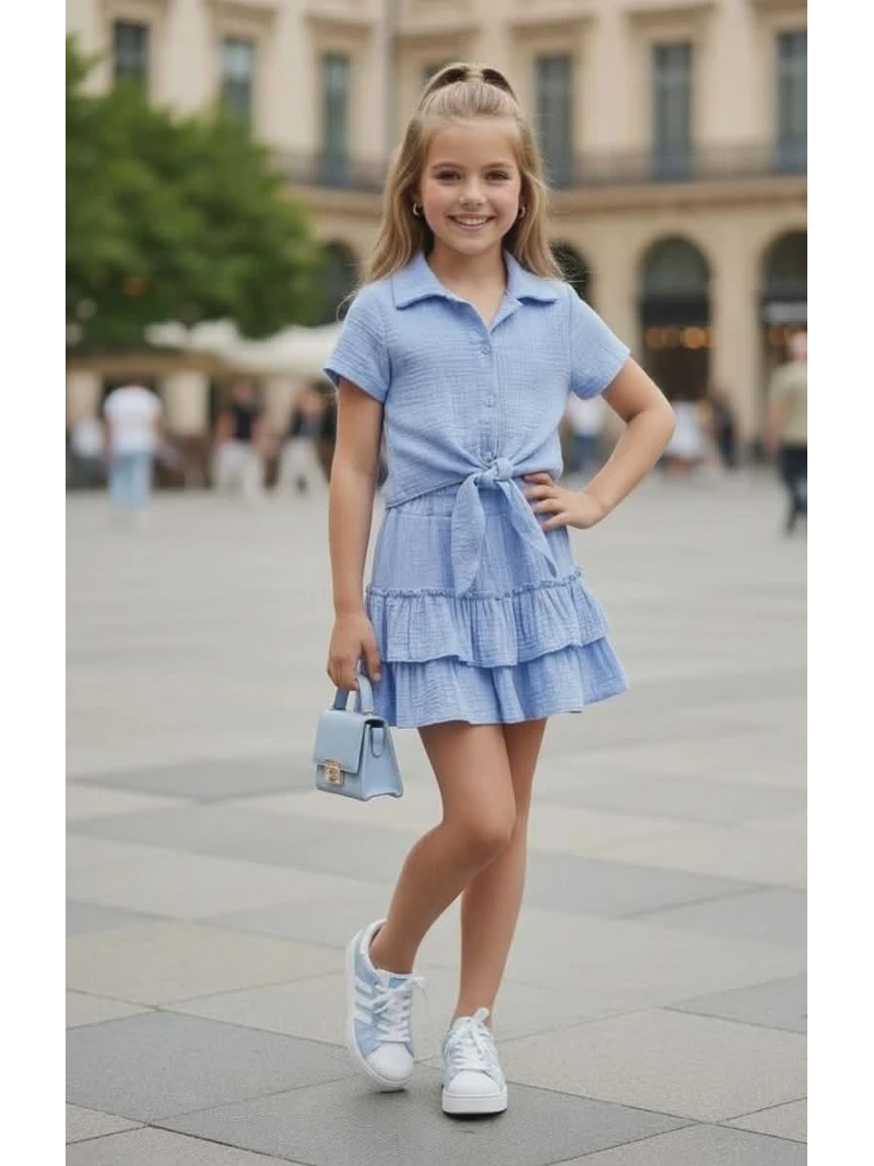 Dievčenský komplet blúzka a sukňa 3 farby